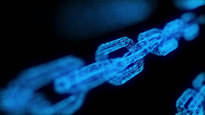Block chain blockchain crypto currency connected multi-function blue chain particle closeup  Royalty-Free Stock Footage #1011656489