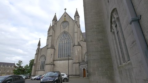Armagh, United Kingdom - May, 2016: Big arched window on the back side of a cathedral