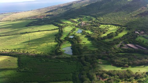 Maui, Hawaii circa-2018. Aerial view of Maui golf course. 