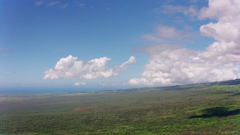 Maui, Hawaii circa-2018. Aerial timelapse of clouds over Maui. 