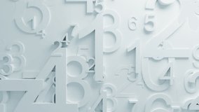 Beautiful White Numbers on Surface Moving in Looped 3d Animation. Abstract Motion Design Background. Computer Generated Process. 4k UHD 3840x2160. - Powered by Shutterstock - Get 15% off with code: PIKWIZARD15