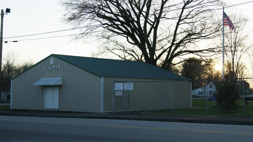 Small Town City Hall America Sunset