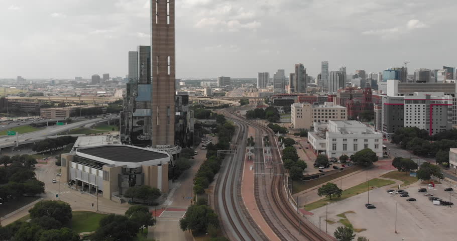 Aerial view of the Union Tower in downton Dallas, Texas