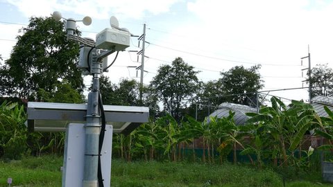 anemometer & meterological weather station for monitoring wind speed, humidity in farm land