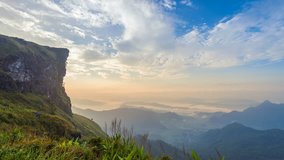 Time lapse of Phu chi fa mountains in Chiangrai, Thailand.