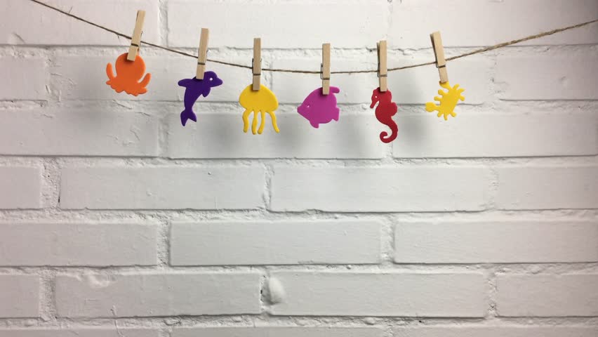 Scene with colorful animals on a white background.