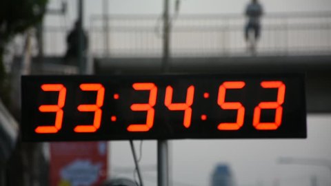 Stopwatch or digital timer for timer runner running in charity event and marathon race run at Nonthaburi city in Nonthaburi, Thailand