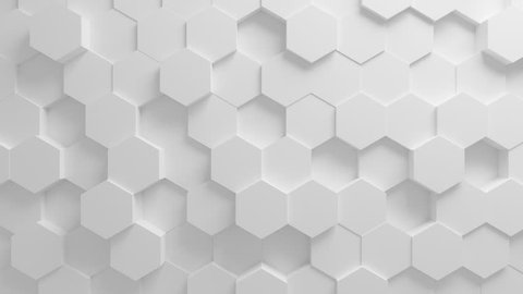 Beautiful White Hexagons on Surface Morphing in Seamless 3d Animation. Abstract Motion Design Background. Computer Generated Process. 4k UHD 3840x2160.