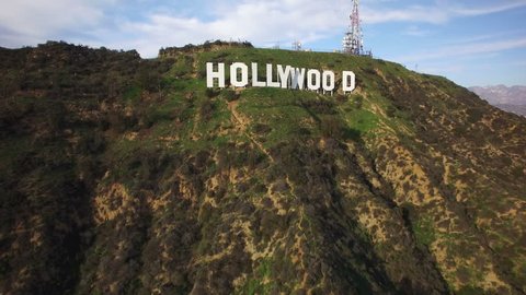 Los Angeles, California, USA - Feb 15, 2018: Aerial Shot of Hollywood Sign