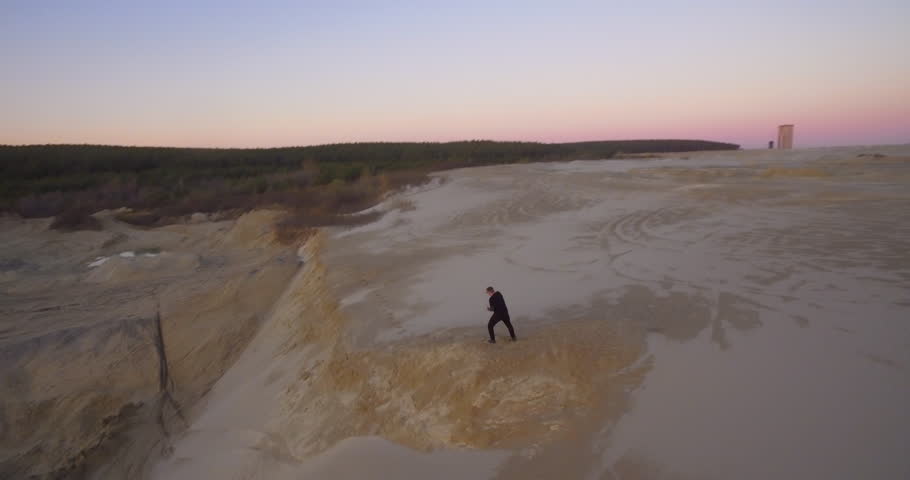 Training boxer at dawn