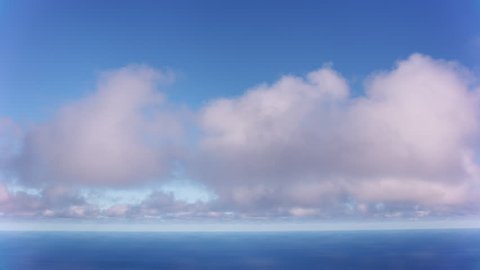 Oahu, Hawaii circa-2018, Aerial view of clouds over Pacific Ocean off the coast of Hawaii. Shot with Cineflex and RED Epic-W Helium.