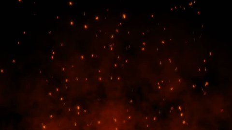 Flying Glowing Fire Sparks Black Background Stock Footage Video (100% ...