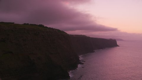 Molokai, Hawaii circa-2018. Beautiful sunset over Molokai coast. Shot with Cineflex and RED Epic-W Helium.