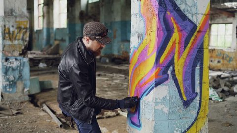 Professional Graffiti Painter Creating Abstract Image Stock Footage ...