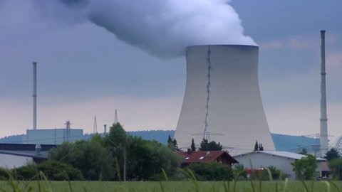 4K footage of the Isar 2 nuclear power plant in Essenbach, Germany. Germany's 17 nuclear power stations will be shut down by 2022
