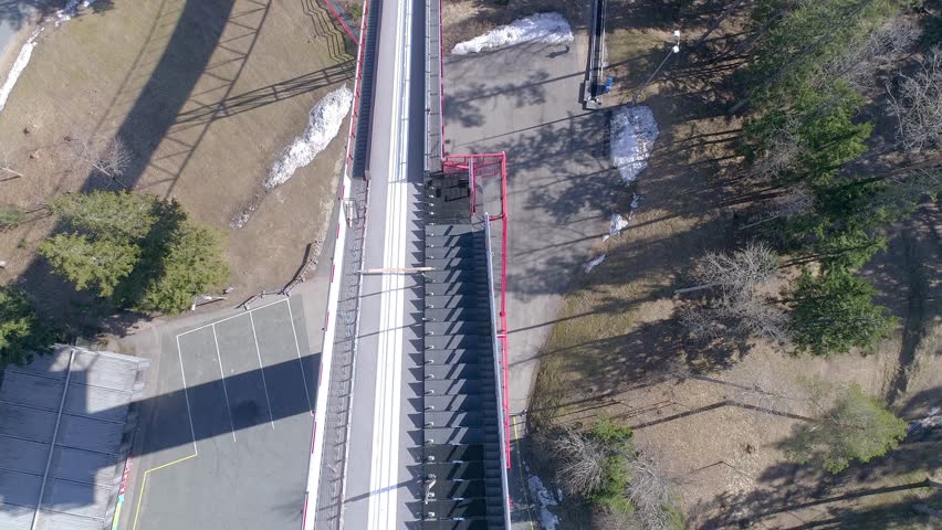 The ski jump area in Tehvandi in Estonia with a big slope of slide on the area