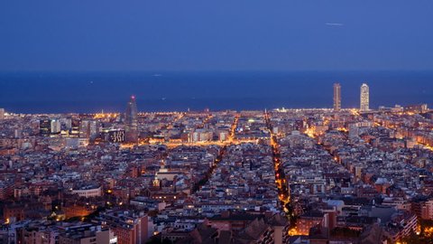 timelapse, Barcelona sunset, Spain