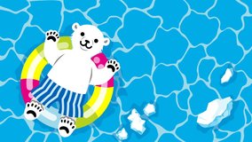 Loop -ready file-  Polar Bear playing animation in the Swimming Pool