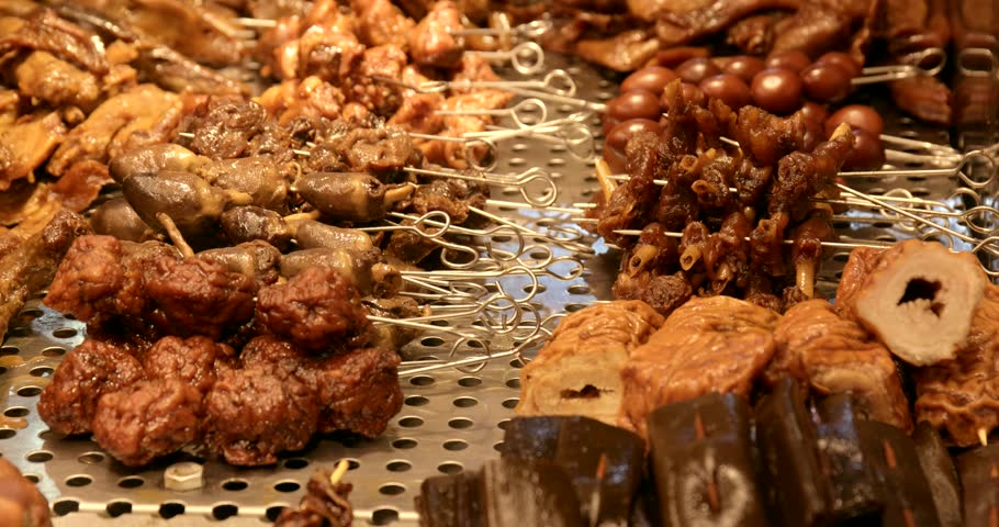 Taiwan night market selling Lou Mei, Soy sauce meat at outdoor