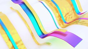 Abstract seamlessly looping animation. Holographic and golden foil ribbons. Digital Rainbow Paper motion on white background  - Powered by Shutterstock - Get 15% off with code: PIKWIZARD15