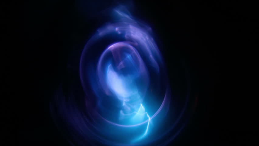 Plasma tunnel with blue and light blue flashes. Big electric shocks in an path. Blue lightning storm on a black background, electricity and power out of control. Energy, science and magic showed Royalty-Free Stock Footage #1011874160