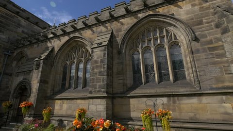 Saint Andrews, United Kingdom - May, 2016: Arched windows of the Holy Trinity Church in St Andrews, Scotland
