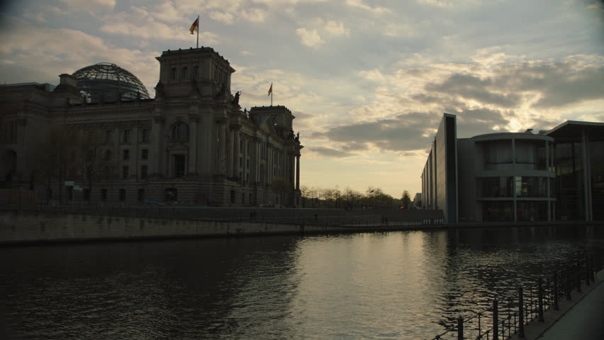 Buildings across Spree River. April, 2017 Berlin, Germany