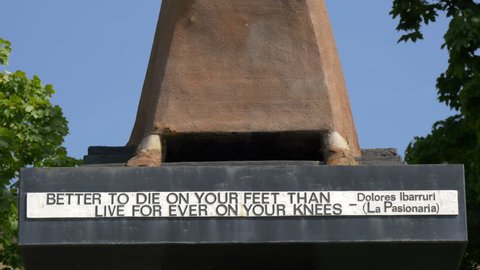 Glasgow, United Kingdom - May, 2016: Close up of the inscription on the La Pasionaria in Glasgow