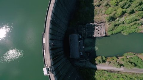 Overhead Water Dam Aerial Angle