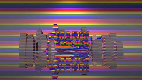 Mardi Gras Gay Pride LGBT Community graphic title 3D render. The letters LGBT & LGBTQIA refer to lesbian, gay, bisexual, transgender, queer or questioning, 