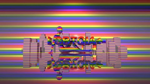 LGBTQIA+ Community Gay Pride LGBT Mardi Gras graphic title 3D render. The letters LGBT & LGBTQIA refer to lesbian, gay, bisexual, transgender, queer or questioning, intersex, and asexual or allied.