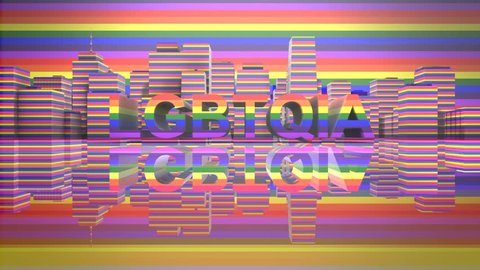 LGBTQIA Community Gay Pride LGBT Mardi Gras graphic title 3D render. The letters LGBT & LGBTQIA refer to lesbian, gay, bisexual, transgender, queer or questioning, intersex, and asexual or allied.