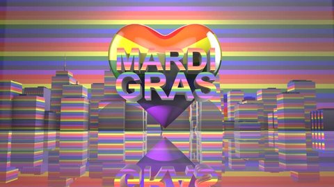 Mardi Gras Gay Pride LGBT Community graphic title 3D render. The letters LGBT & LGBTQIA refer to lesbian, gay, bisexual, transgender, queer or questioning, intersex, and asexual or allied.