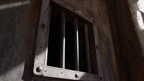 Old west jail door in prison building