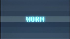 retro videogame WORM word text computer tv glitch interference noise screen animation seamless loop New quality universal vintage motion dynamic animated background colorful joyful video m