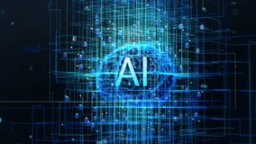 Concept of the Digital Brain of Artificial Intelligence Machine, with Symmetrical Streams of Information and Data Going Through Electronic Neurones. - Powered by Shutterstock - Get 15% off with code: PIKWIZARD15