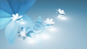 White-Blue flowers motion background