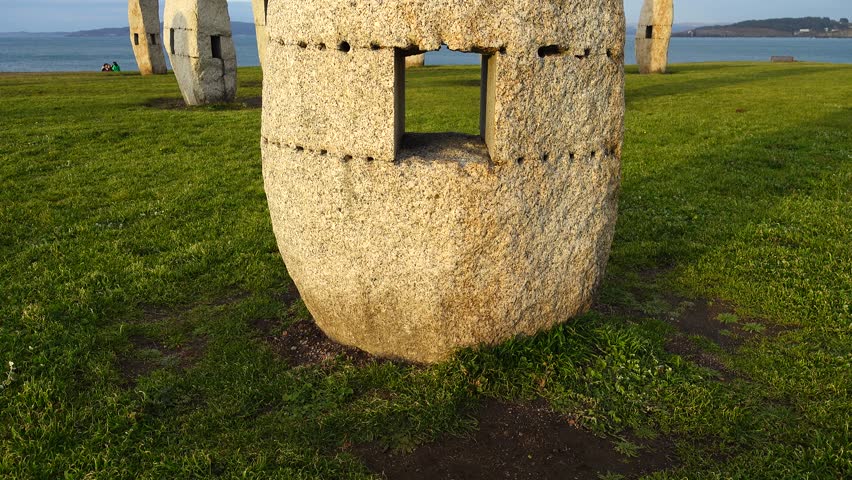 Menhirs park on Campo de la Rata. La Coruna, Spain. 