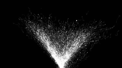 Abstract flow white particles flying up on dark background.