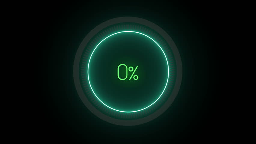 Science Futuristic Loading Circle Ring. 
Loading Transfer Download Animation 0-100% in glowing green science element. 
Glow green&blue ring loading circle orb bar animation on black screen. Royalty-Free Stock Footage #1011949256