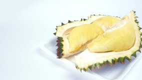King of fruits, Durian on white background and panning video