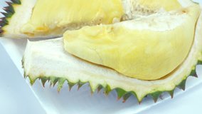 King of fruits, Durian on white background and panning video
