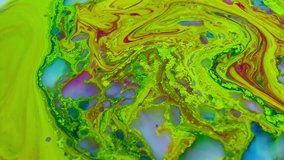 1920x1080 25 Fps. Very Nice Slow Motion Macro Abstract Pattern Artistic Concept Oil Surface Moving Surface Liquid Paint Splashing Art Design Video.