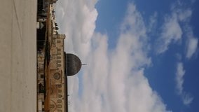 Al-Aqsa Mosque in Jerusalem on the top of the Temple Mount timelapse. Al Aqsa mosque is a sacred place for all muslims and islamic people. Vertical format video.