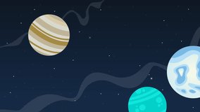 Beauty landscape space with planet animation