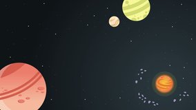 Animation of space with planet rocket