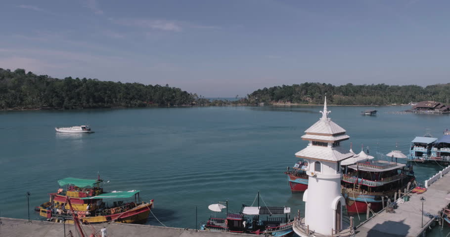 Aerial view of Bang Bao Pier. Koh Chang island, Trat, Thailand