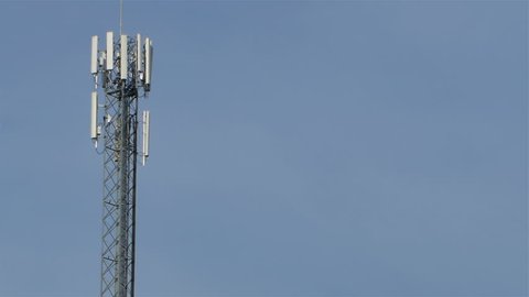 Camera zoom in.Telecommunications towers .