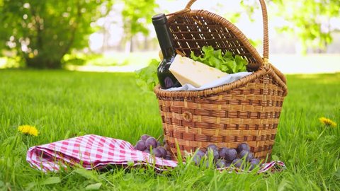 Closeup Picnic Basket Drinks Food Flowers Stock Photo (Edit Now) 433997617