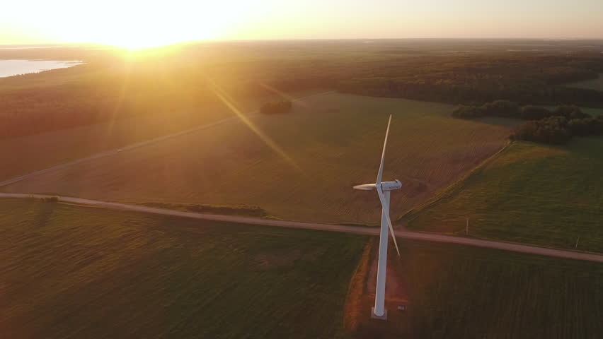 Aerial View. Beautiful windmill turbines , wind energy turbines . Aerial drone shot. | Shutterstock HD Video #1011987365